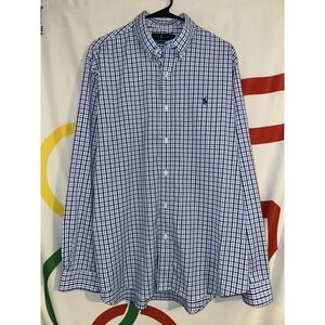 Polo Ralph Lauren Performance Button Up Shirt XL Blue Plaid Long Sleeve